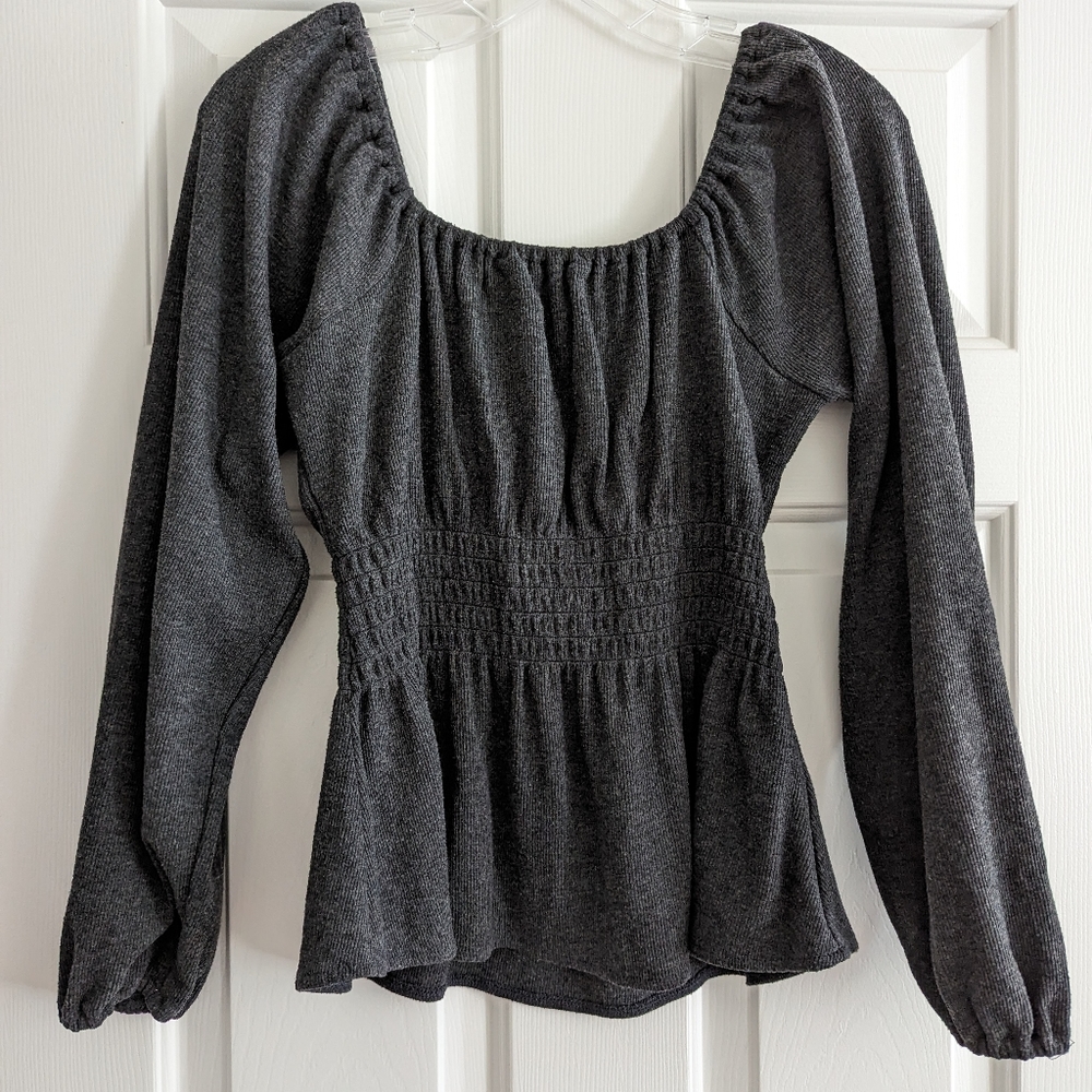 Madewell Gray Sweater Peplum Top Size S